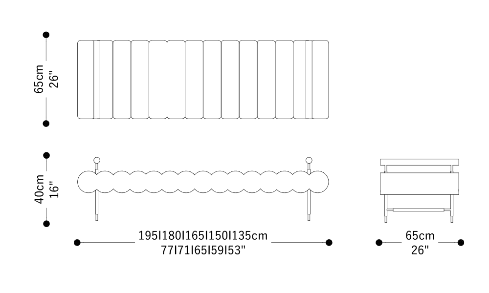 Image of the main dimensions of the product